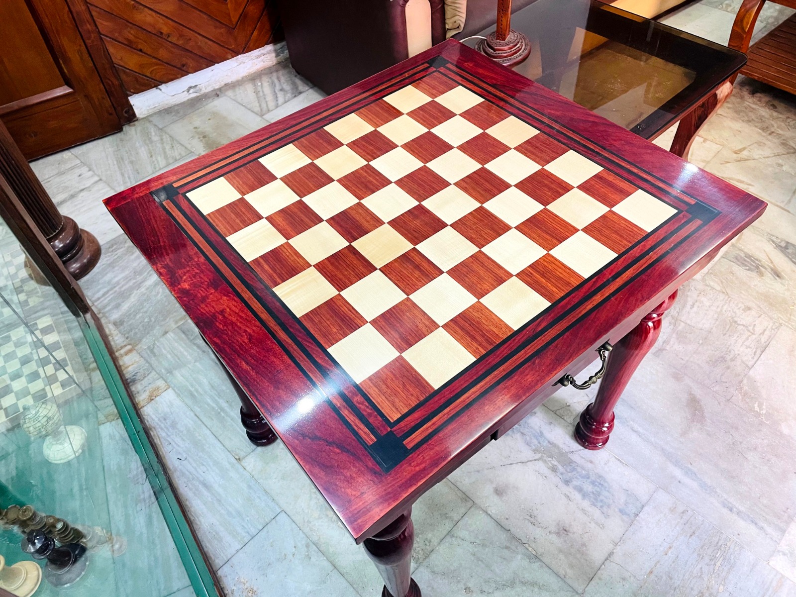 The Maharajah Chess Table <br> African Padauk & Canadian Maple wood <br> 2.5" Square-0 The Maharajah Chess Table African Padauk & Canadian Maple wood 2.5" Square-0