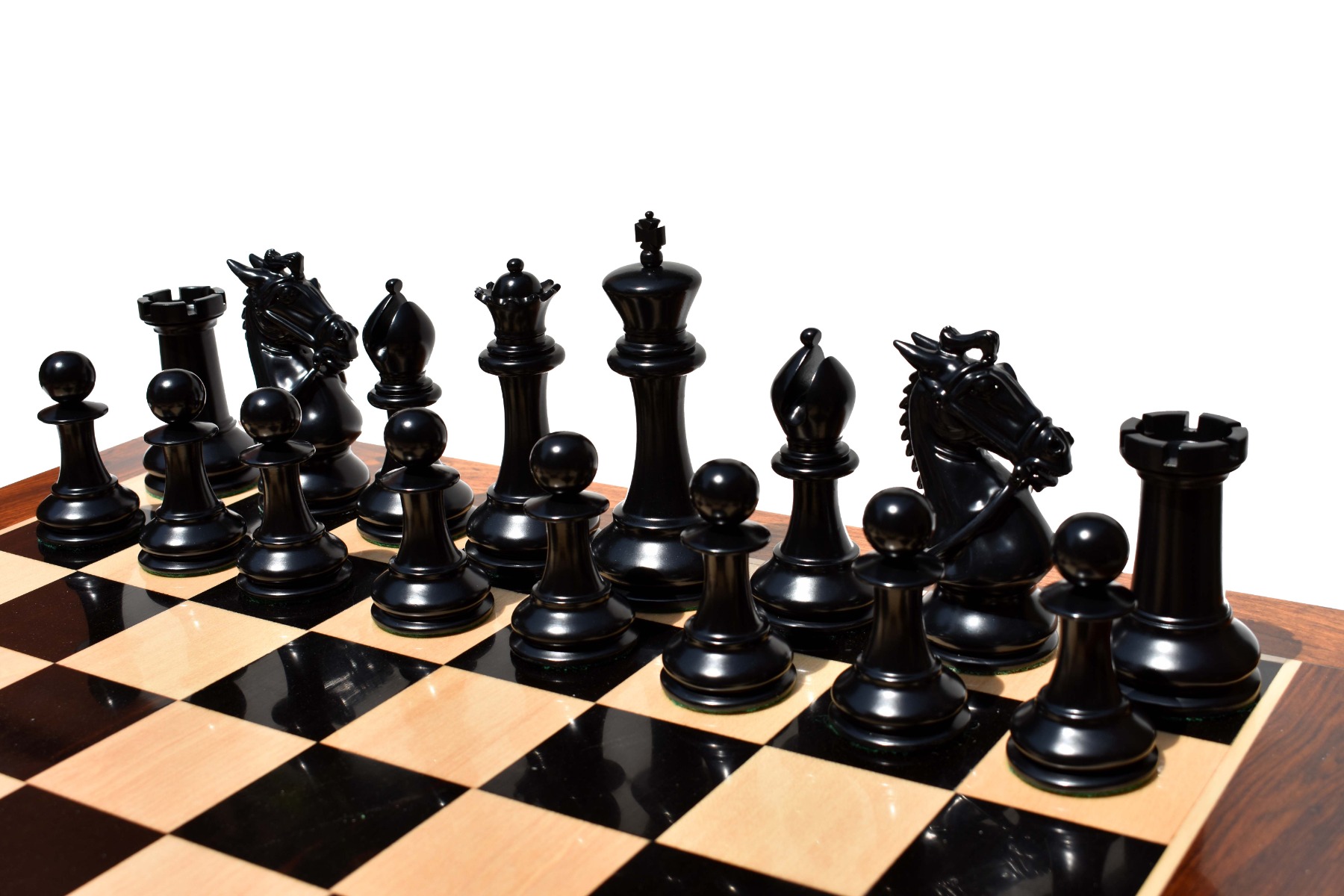 The Supreme Stallion Chess Pieces Satin Finish Boxwood & Black Lacquered 5" King-8614