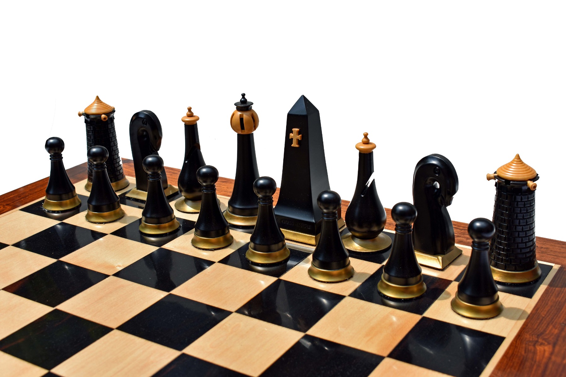 Limited Edition--The Hallgrimur Reykjavik Series chess pieces <br> Boxwood & Ebony <br> 4.5" king -8814 Limited Edition--The Hallgrimur Reykjavik Series chess pieces Boxwood & Ebony 4.5" king -8814