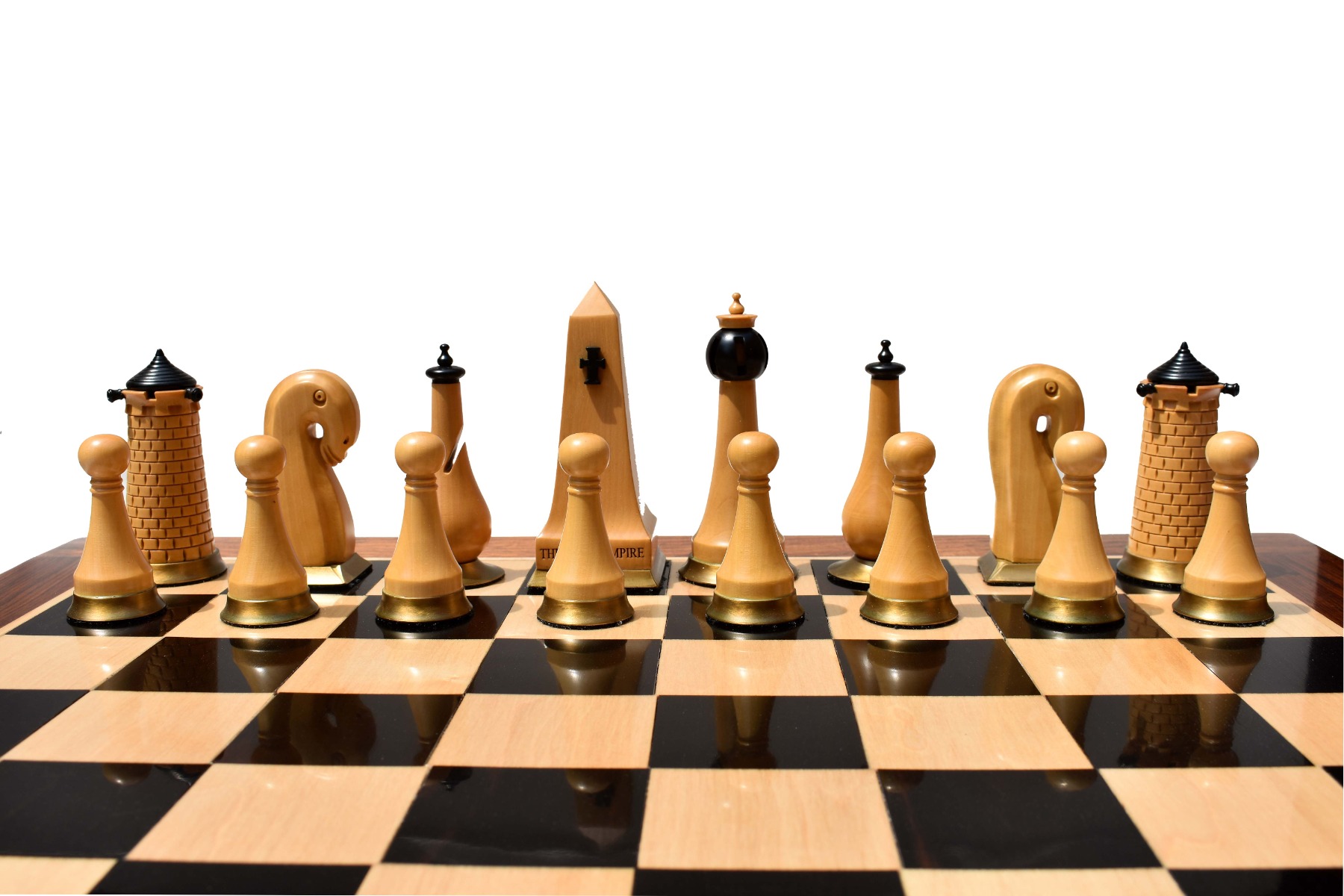 Limited Edition--The Hallgrimur Reykjavik Series chess pieces <br> Boxwood & Ebony <br> 4.5" king -8809 Limited Edition--The Hallgrimur Reykjavik Series chess pieces Boxwood & Ebony 4.5" king -8809