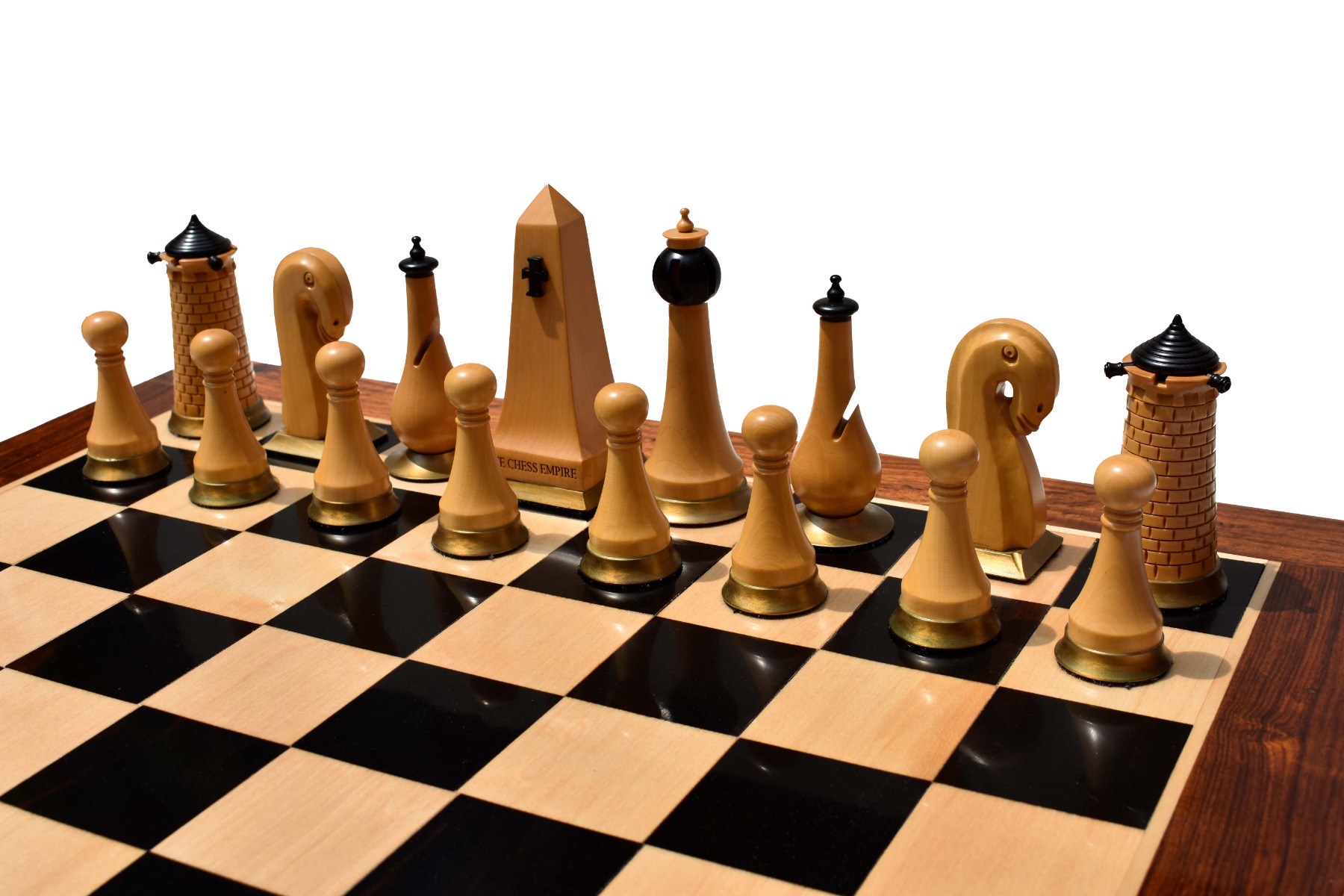 Limited Edition--The Hallgrimur Reykjavik Series chess pieces <br> Boxwood & Ebony <br> 4.5" king -8810 Limited Edition--The Hallgrimur Reykjavik Series chess pieces Boxwood & Ebony 4.5" king -8810