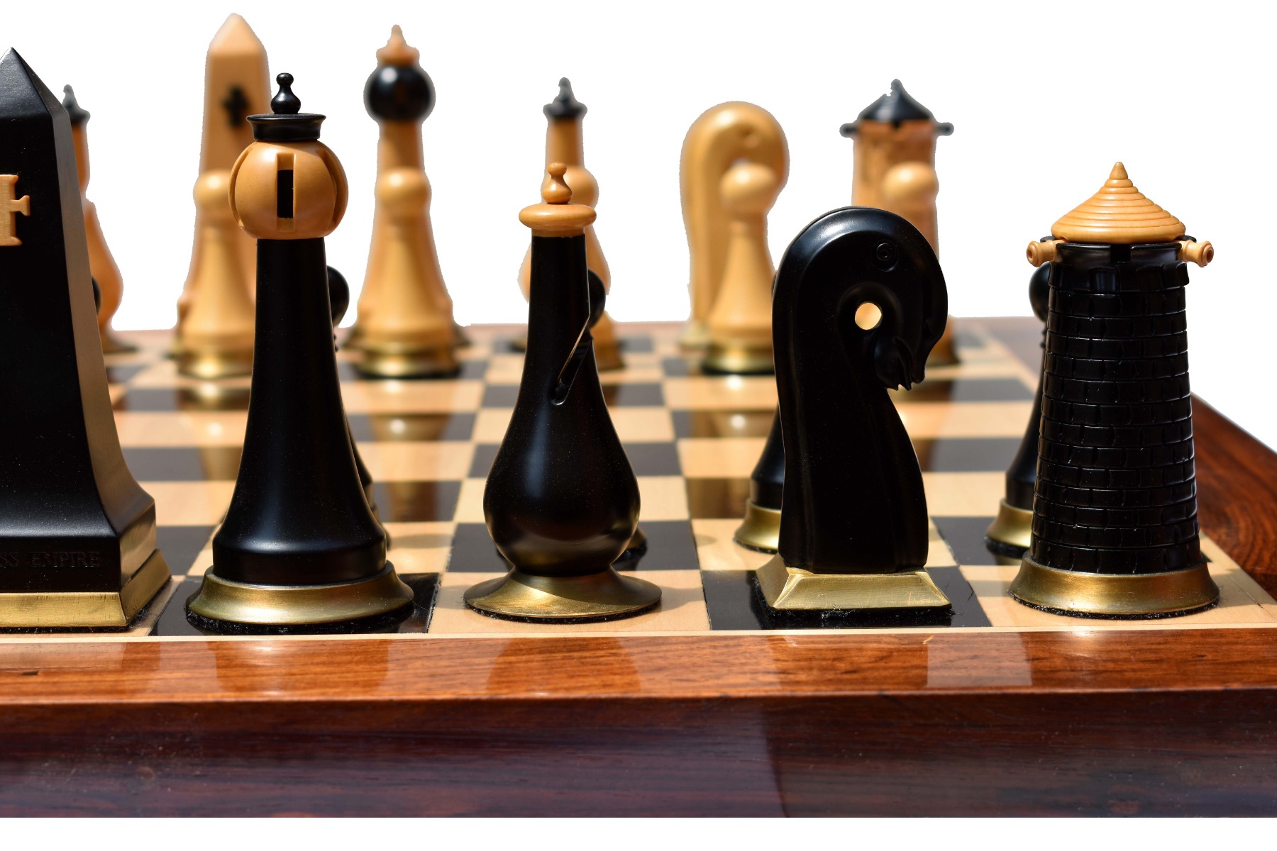 Limited Edition--The Hallgrimur Reykjavik Series chess pieces <br> Boxwood & Ebony <br> 4.5" king -8817 Limited Edition--The Hallgrimur Reykjavik Series chess pieces Boxwood & Ebony 4.5" king -8817