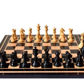 King's Crown Series Chess set Boxwood & Ebony 4.25" King with 2.25" Royal Castle chess board-8879