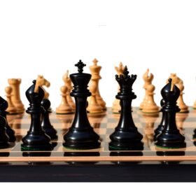 King's Crown Series Chess set Boxwood & Ebony 4.25" King with 2.25" Royal Castle chess board-8883
