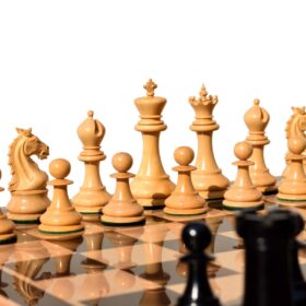 King's Crown Series Chess set Boxwood & Ebony 4.25" King with 2.25" Royal Castle chess board-8880