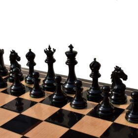 King's Crown Series Chess set Boxwood & Ebony 4.25" King with 2.25" Royal Castle chess board-8886