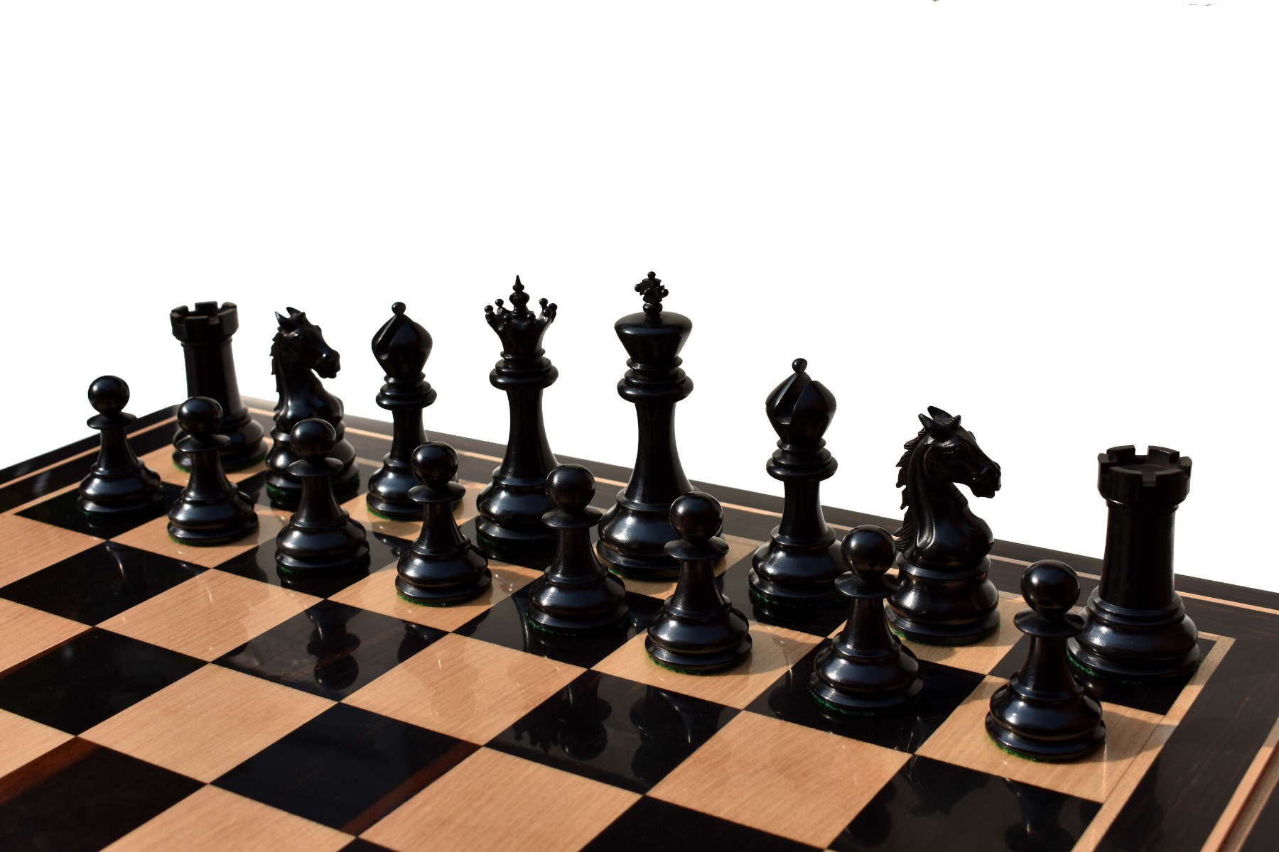 King's Crown Series Chess set Boxwood & Ebony 4.25" King with 2.25" Royal Castle chess board-8886