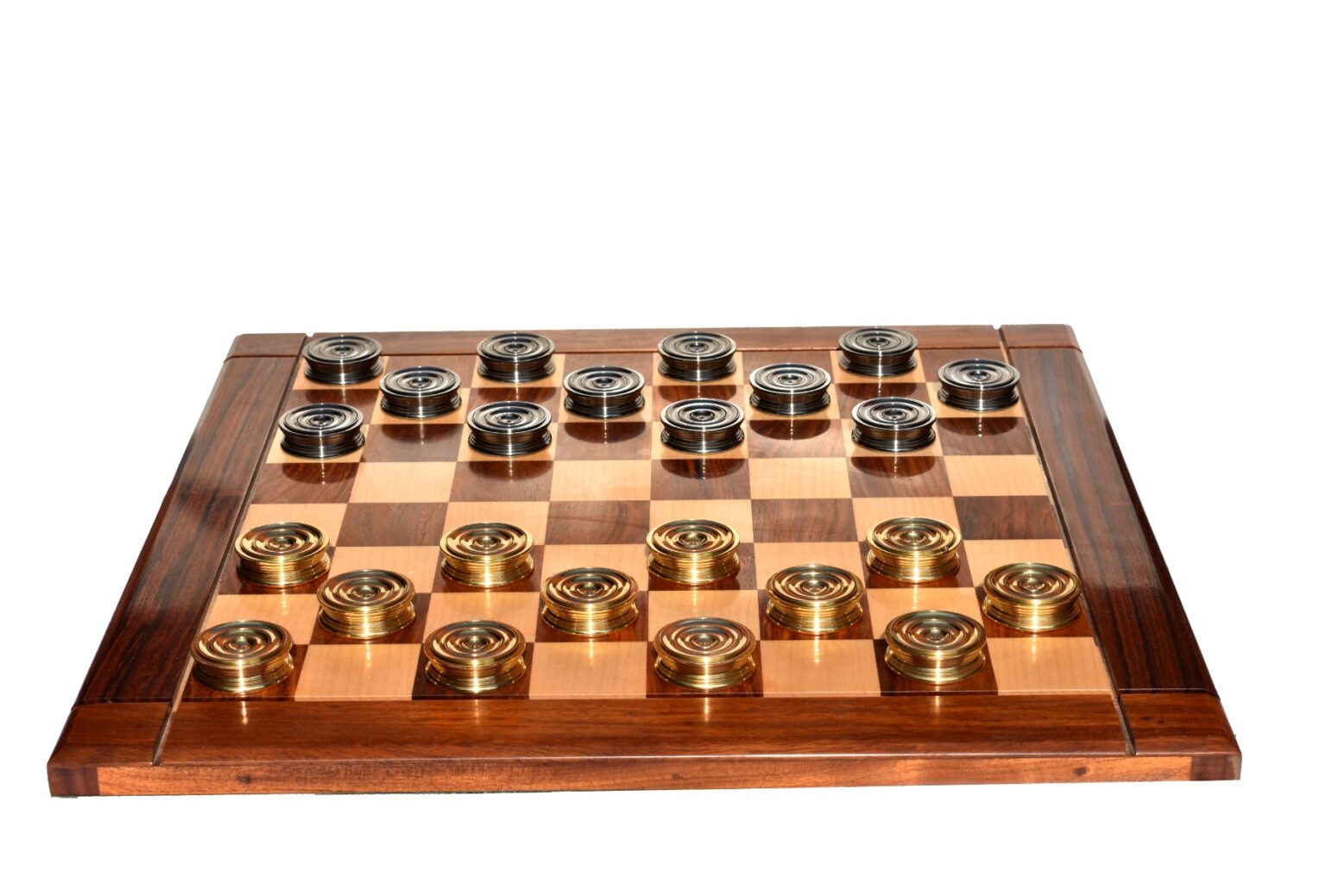 The Collector Series Solid brass checkers set Natural Brass and Black ...
