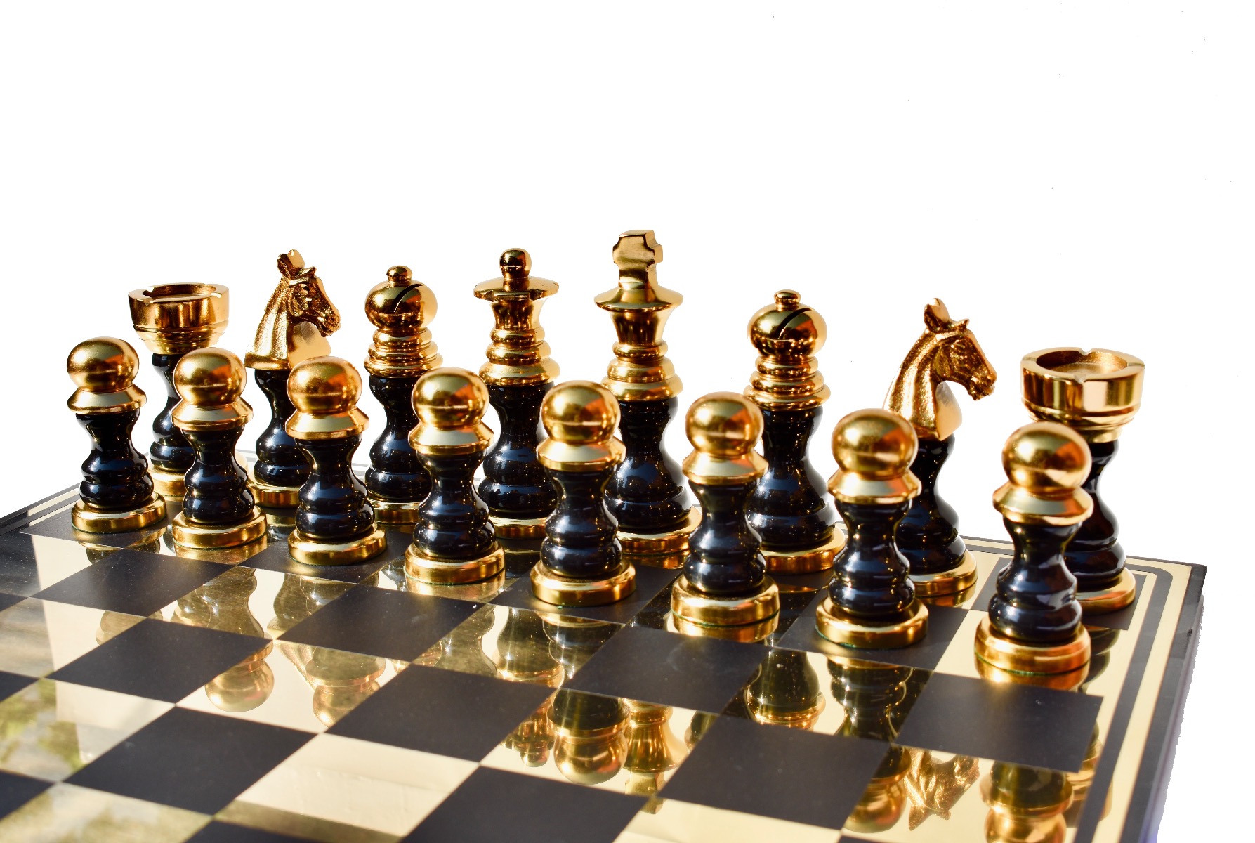 The Moon Light Series Aluminum chess set 4.25" King with 16" Chess Board-8918