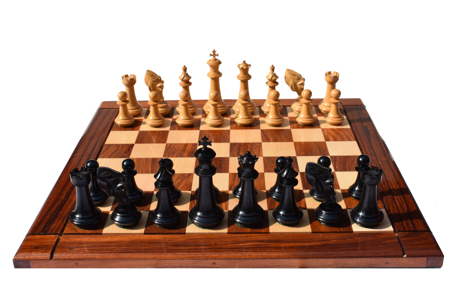 The Columbus Series Chess set <br> Boxwood & Ebony 4" King <br> 2" Square chess Board-8936 The Columbus Series Chess set Boxwood & Ebony 4" King 2" Square chess Board-8936