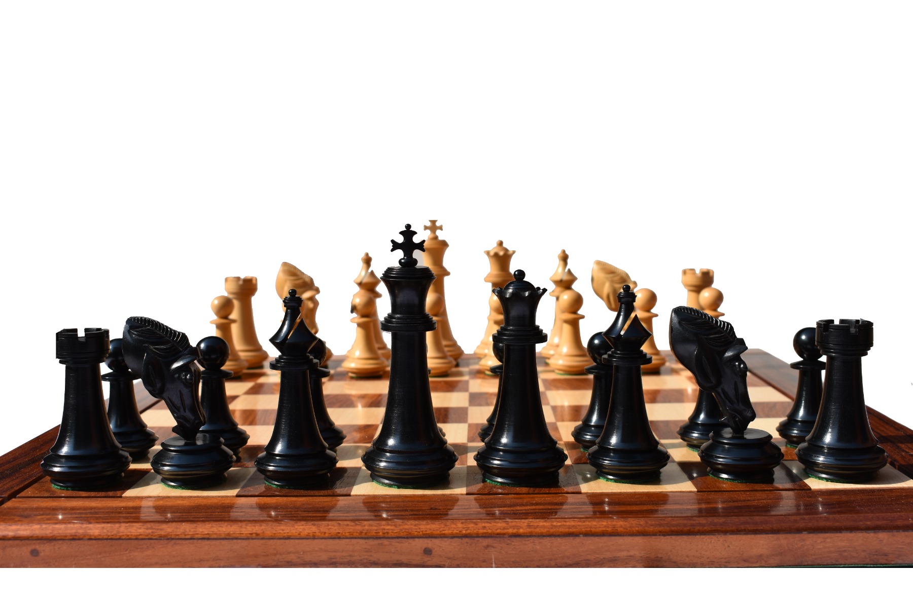 The Columbus Series Chess set <br> Boxwood & Ebony 4" King <br> 2" Square chess Board-8935 The Columbus Series Chess set Boxwood & Ebony 4" King 2" Square chess Board-8935