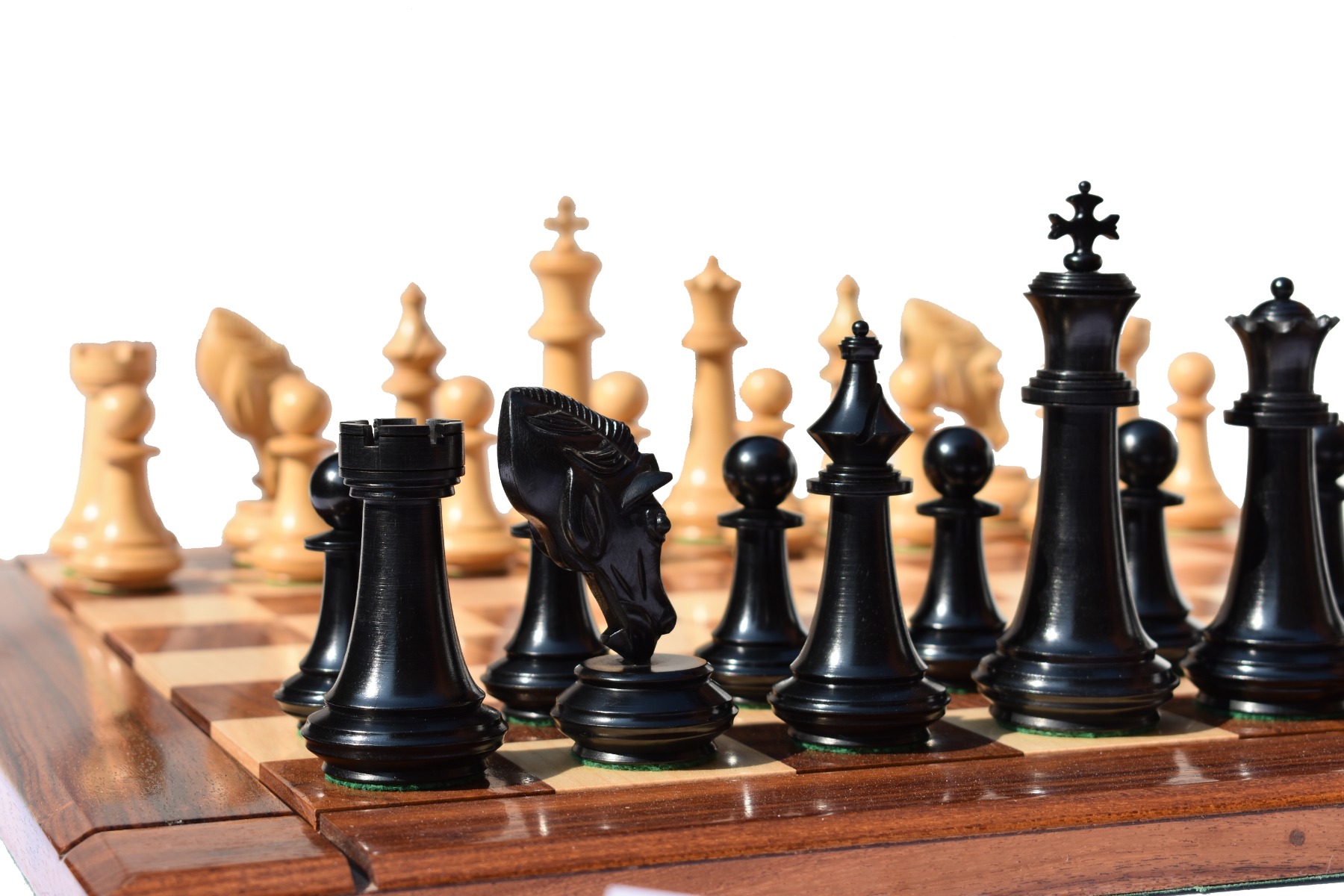 The Columbus Series Chess set <br> Boxwood & Ebony 4" King <br> 2" Square chess Board-0 The Columbus Series Chess set Boxwood & Ebony 4" King 2" Square chess Board-0