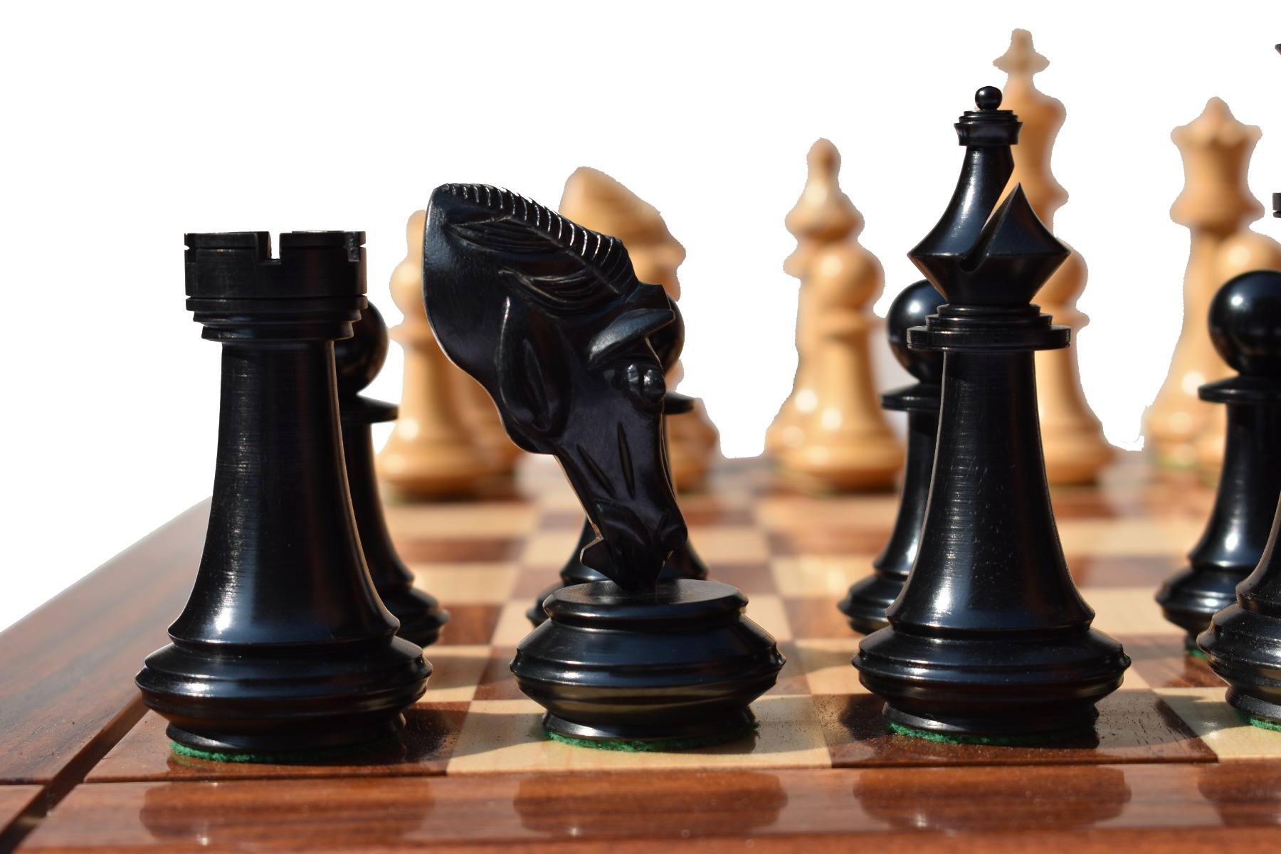 The Columbus Series Chess set <br> Boxwood & Ebony 4" King <br> 2" Square chess Board-8941 The Columbus Series Chess set Boxwood & Ebony 4" King 2" Square chess Board-8941