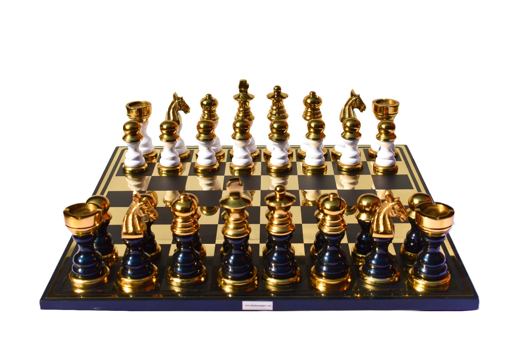 The Moon Light Series Aluminum chess set 4.25" King with 16" Chess Board-8914