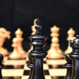 The Ashwamedha Series Chess pieces Boxwood & Ebony 4.4" King Matte Finish with Storage Box-9023