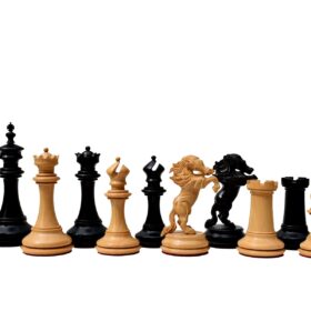 The Ashwamedha Series Chess pieces Boxwood & Ebony 4.4" King Matte Finish with Storage Box-9032