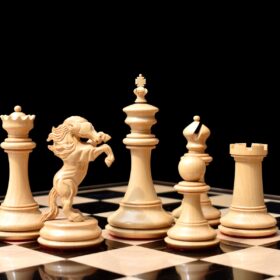 The Ashwamedha Series Chess set Boxwood & Ebony 4.4" King Matte Finish with 2.5" Square Chess Board and storage box-9002