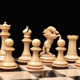 The Ashwamedha Series Chess pieces Boxwood & Ebony 4.4" King Matte Finish with Storage Box-9015