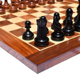 The Reproduction of 1960 Mikhail Tal chess set Antiqued Boxwood & Ebony 4.125" king with 2" Square Chess Board-9036