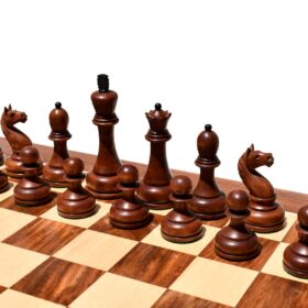 The Reproduction of 1960 Mikhail Tal chess set Antiqued Boxwood & Ebony 4.125" king with 2" Square Chess Board-9038