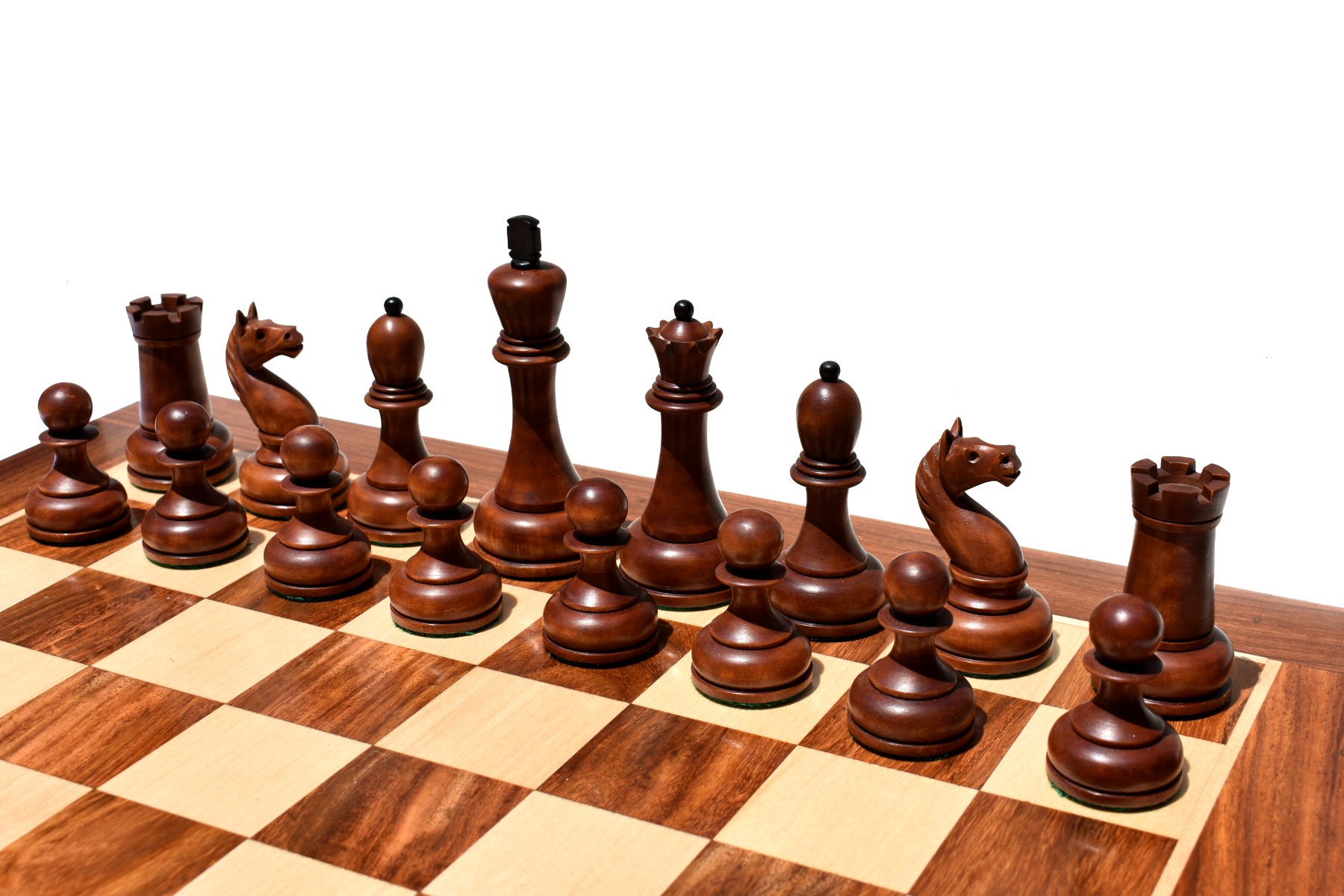 The Reproduction of 1960 Mikhail Tal chess set Antiqued Boxwood & Ebony 4.125" king with 2" Square Chess Board-9038