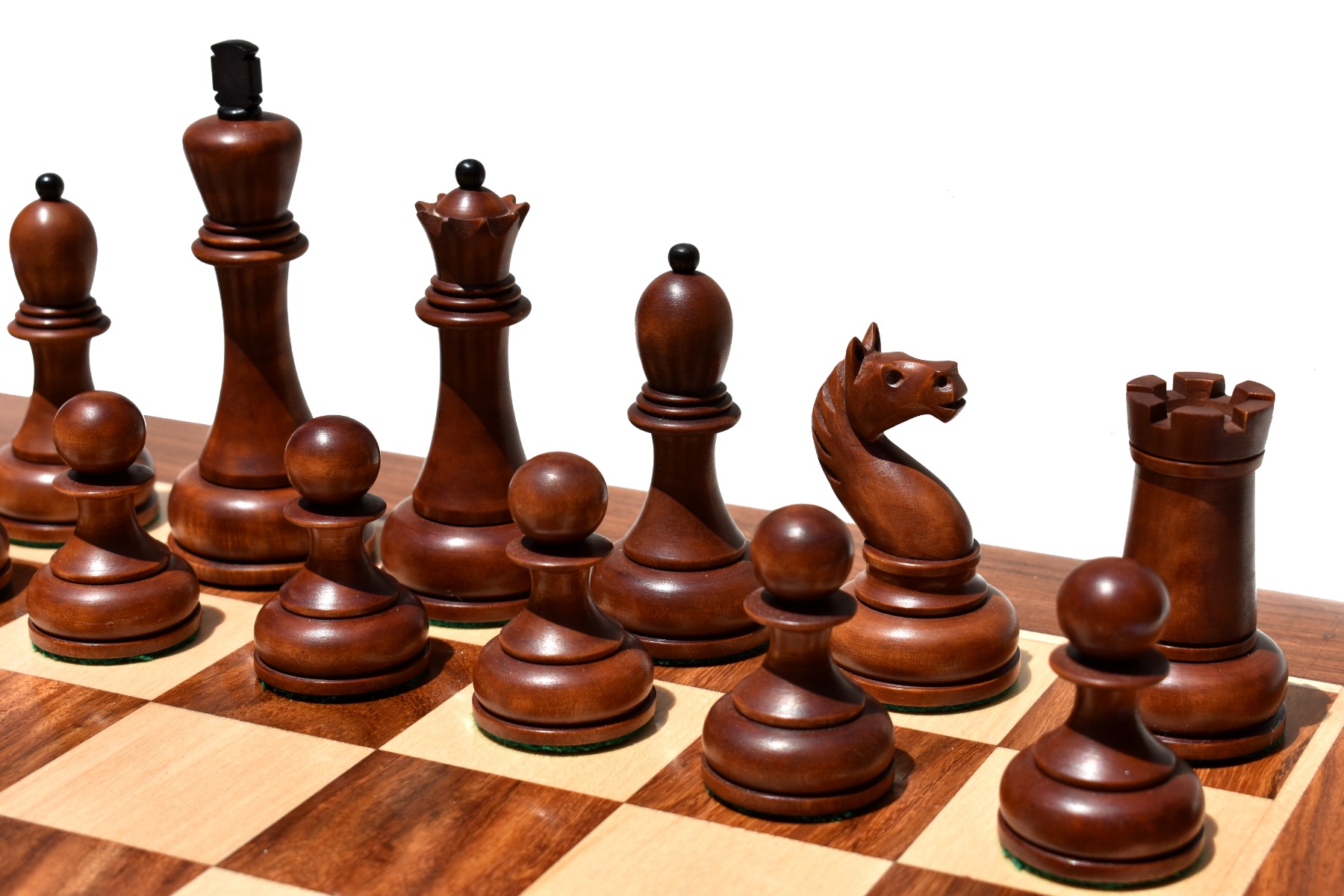 The Reproduction of 1960 Mikhail Tal chess set Antiqued Boxwood & Ebony 4.125" king with 2" Square Chess Board-9039