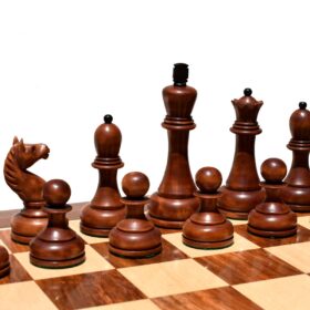 The Reproduction of 1960 Mikhail Tal chess set Antiqued Boxwood & Ebony 4.125" king with 2" Square Chess Board-9040