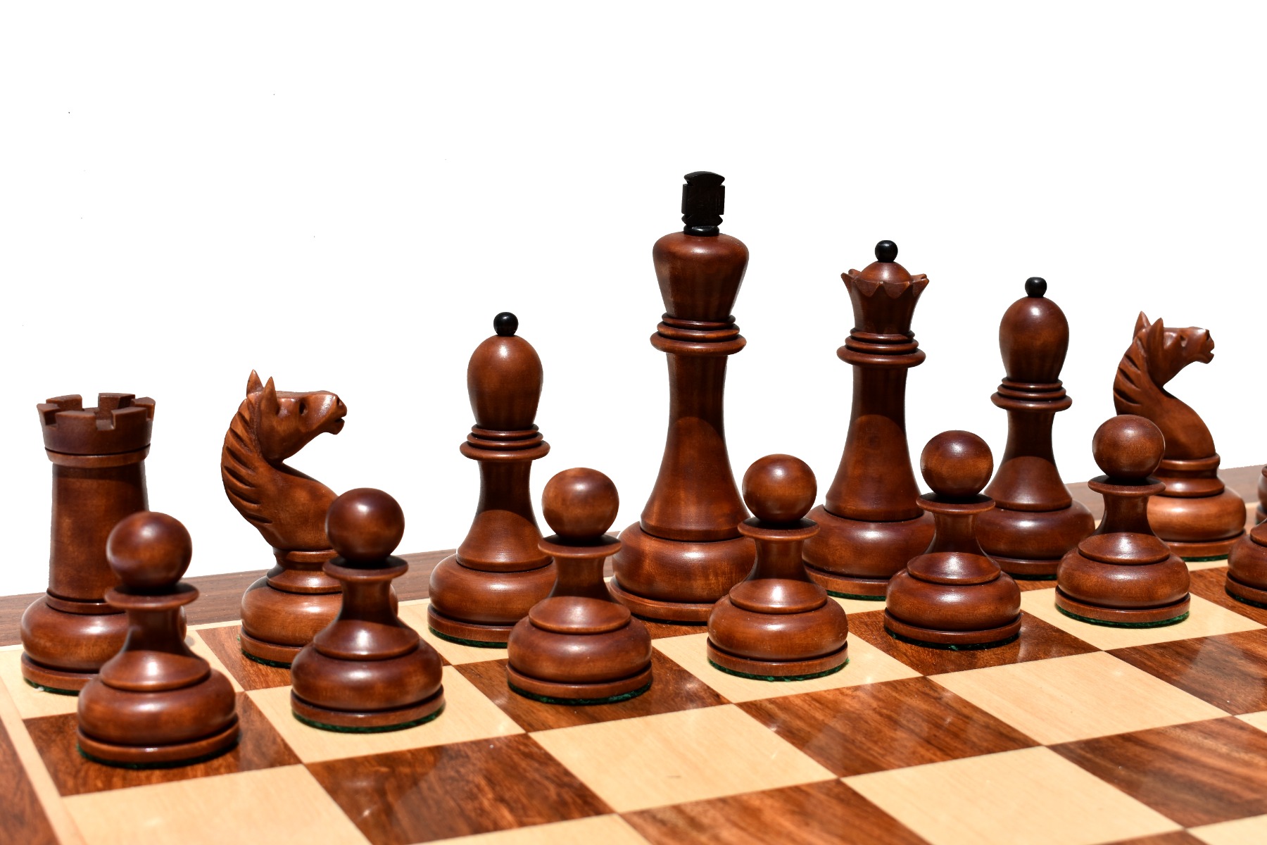 The Reproduction of 1960 Mikhail Tal chess set Antiqued Boxwood & Ebony 4.125" king with 2" Square Chess Board-9040