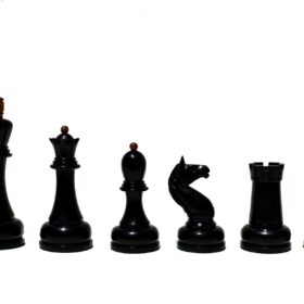 The Reproduction of 1960 Mikhail Tal chess set Antiqued Boxwood & Ebony 4.125" king with 2" Square Chess Board-9048
