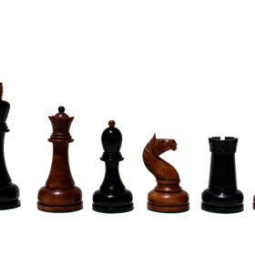 1960 Mikhail Tal reproduction Chess Pieces Antiqued Boxwood & Ebony 4.125" King -0