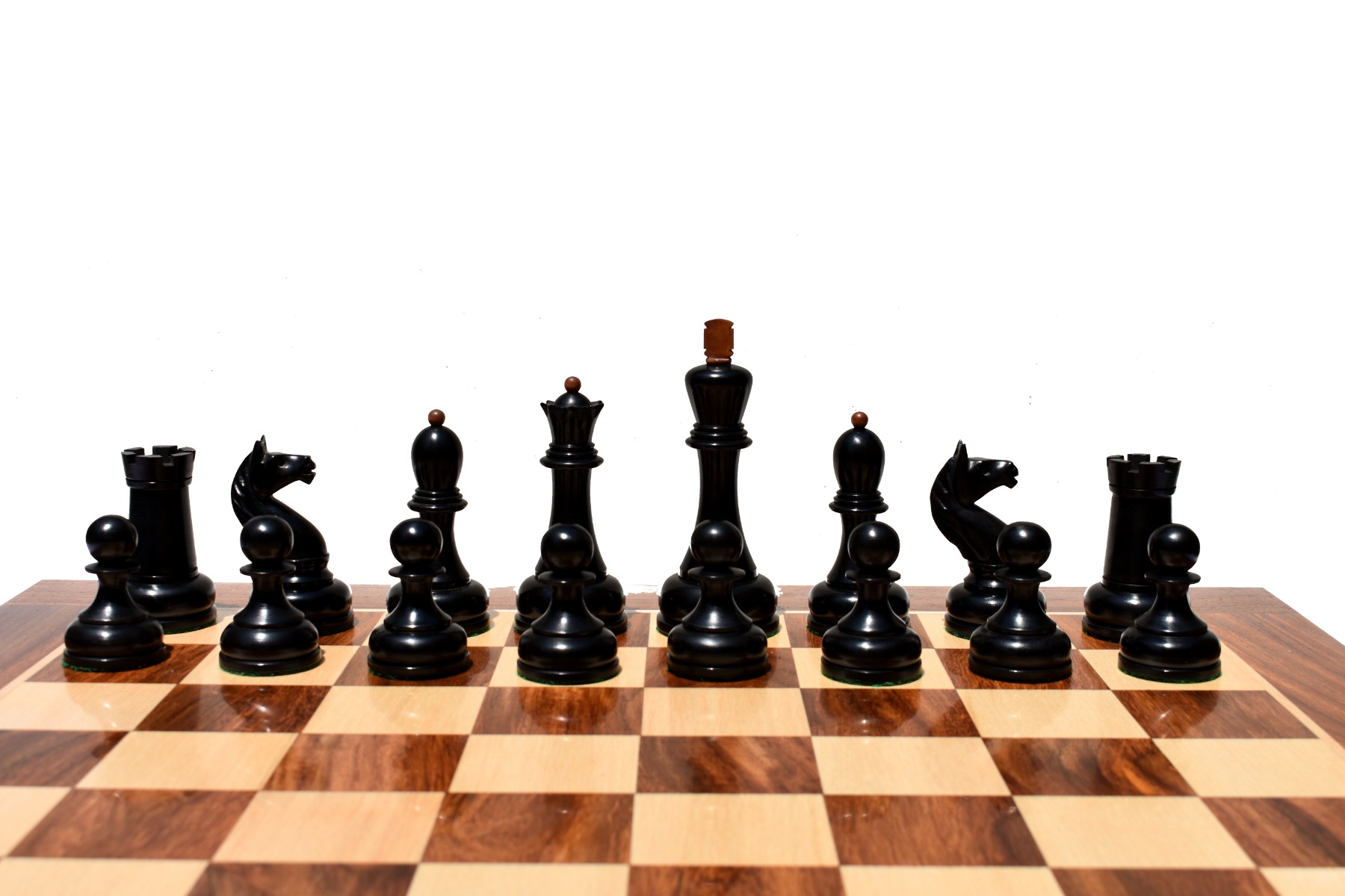 The Reproduction of 1960 Mikhail Tal chess set Antiqued Boxwood & Ebony 4.125" king with 2" Square Chess Board-9041