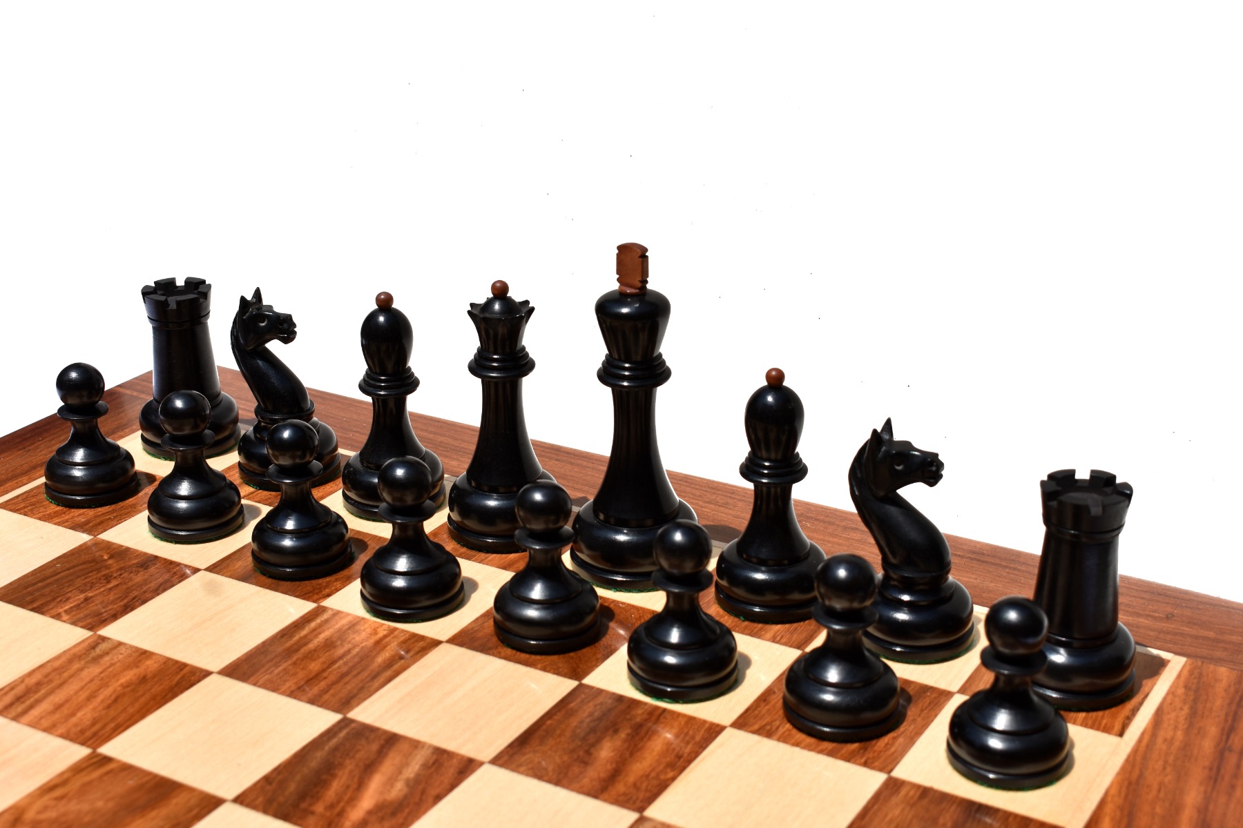 The Reproduction of 1960 Mikhail Tal chess set Antiqued Boxwood & Ebony 4.125" king with 2" Square Chess Board-9042