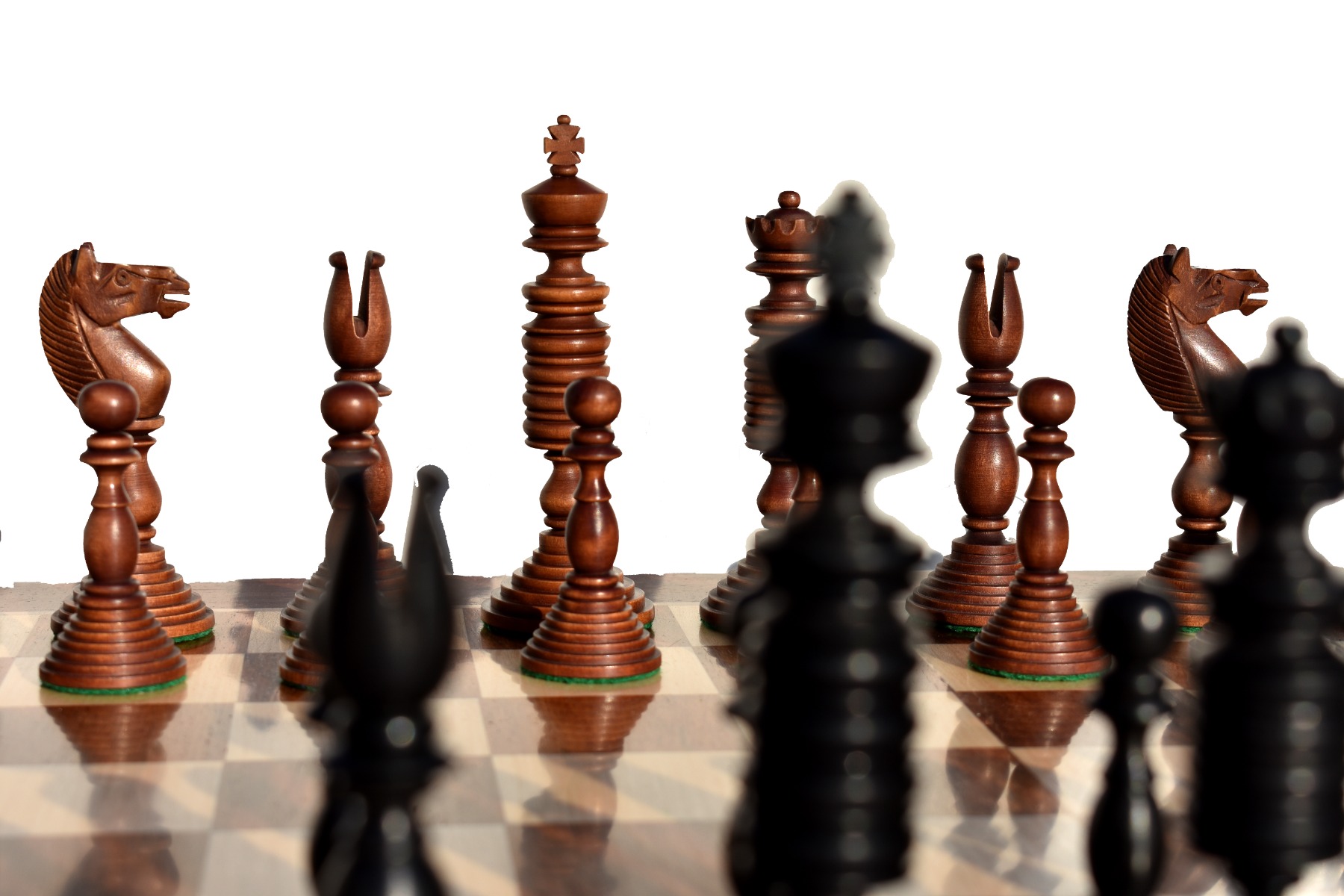 English Pre-Staunton chess pieces reproduction Antique Boxwood & Ebony 4.625" King -9140