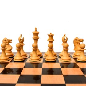 The Howard Staunton chess set Boxwood & Ebony 4" King with 2" square chess board-9147