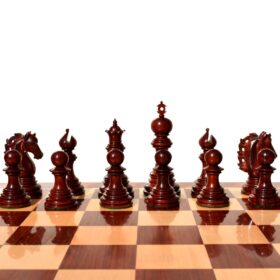 St Petersburg Series Chess Set Boxwood & Padauk 4.4" King with 2.25" Square Chess Board-9204