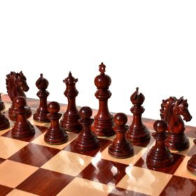 St Petersburg Series Chess Set Boxwood & Padauk 4.4" King with 2.25" Square Chess Board-9205