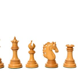 St Petersburg Series Chess Set Boxwood & Padauk 4.4" King with 2.25" Square Chess Board-9210