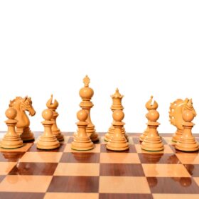 St Petersburg Series Chess Set Boxwood & Padauk 4.4" King with 2.25" Square Chess Board-9201