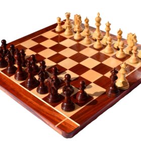 St Petersburg Series Chess Set Boxwood & Padauk 4.4" King with 2.25" Square Chess Board-9199