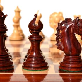 St Petersburg Series Chess Set Boxwood & Padauk 4.4" King with 2.25" Square Chess Board-9206