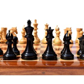 The Lord Wings Series Boxwood & Ebonized 4" King with 2" square chess board-0