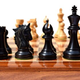 The Lord Wings Series Boxwood & Ebonized 4" King with 2" square chess board-9399