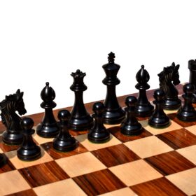 The Lord Wings Series Boxwood & Ebonized 4" King with 2" square chess board-9401