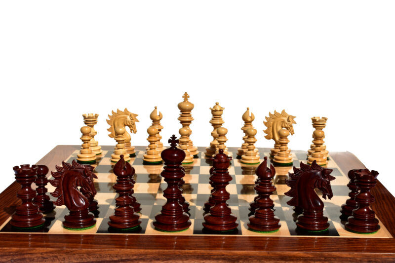 The Elite Series Chess Set <br> Boxwood & Padauk <br> 4.4" King with 2" Square Chess Board