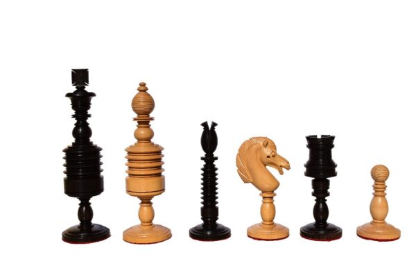 Timeless Circa 1750-1800 English Barleycorn Limited Edition Chess Pieces <br> Striped Ebony & Boxwood <br> 4.75" King
