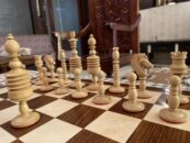 Limited Edition Timeless English Barleycorn Circa 1750-1800 <br> Striped Ebony & Boxwood <br> 4.75" King with 2" Square chess Board