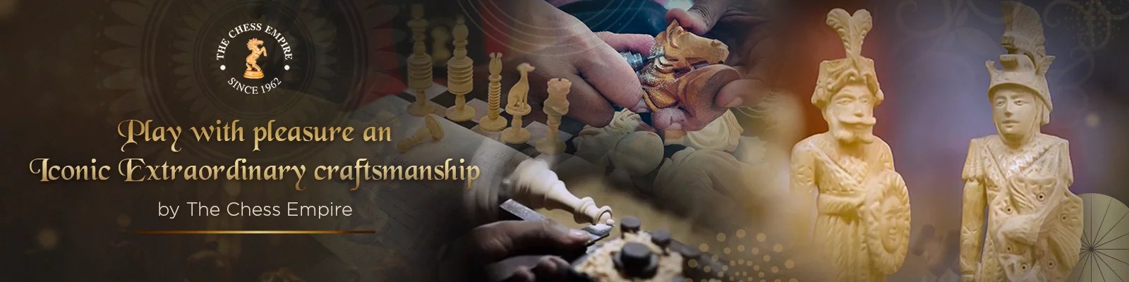 Play with pleasure an iconic, extraordinary craftsmanship by The Chess Empire — artisans hand-carving chess pieces in the workshop